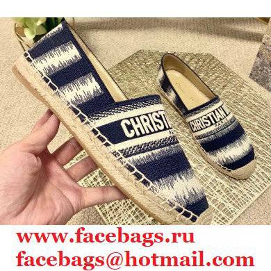 Dior Granville Espadrilles In D-Stripes Embroidered Cotton Deep Blue 2021