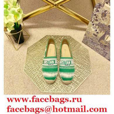 Dior Granville Espadrilles In D-Stripes Embroidered Cotton Green 2021