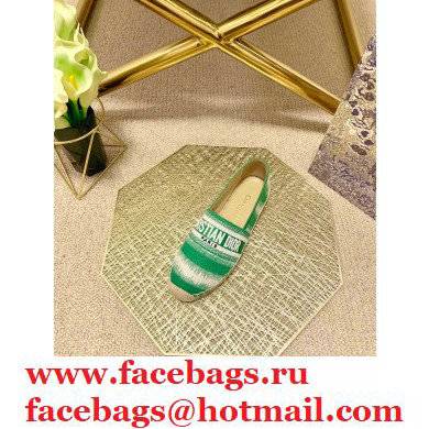 Dior Granville Espadrilles In D-Stripes Embroidered Cotton Green 2021