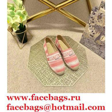 Dior Granville Espadrilles In D-Stripes Embroidered Cotton Pink 2021