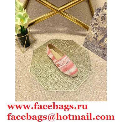 Dior Granville Espadrilles In D-Stripes Embroidered Cotton Pink 2021