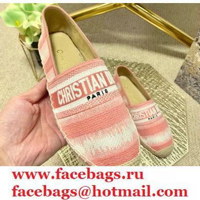 Dior Granville Espadrilles In D-Stripes Embroidered Cotton Pink 2021