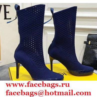 Fendi Elasticated Lace Promenade Ankle Boots Blue 2021