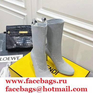 Fendi Elasticated Lace Promenade Ankle Boots Light Gray 2021