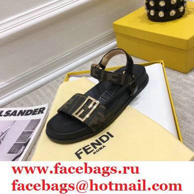 Fendi Leather Promenade FF-logo Chunky Sandals Black 2021