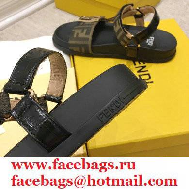 Fendi Leather Promenade FF-logo Chunky Sandals Black 2021