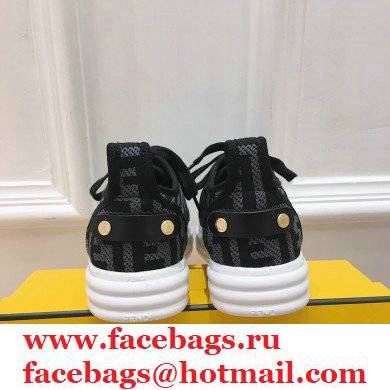 Fendi Rise Fabric Flatform Sneakers Black with Diagonal FF 2021