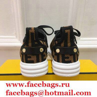 Fendi Rise Fabric Flatform Sneakers Brown with Diagonal FF 2021