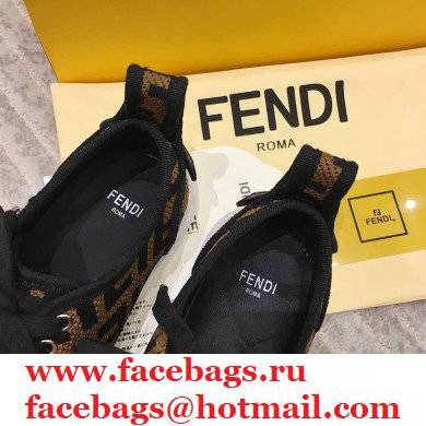 Fendi Rise Fabric Flatform Sneakers Brown with Diagonal FF 2021