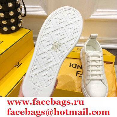 Fendi Rise Leather Flatform Sneakers White with All-over Embossed FF 2021