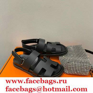 Hermes Takara Sandals Top Quality Black 2021