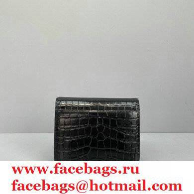 BalenciagaCowhide Crocodile embossed Flap bag in Black Bb011