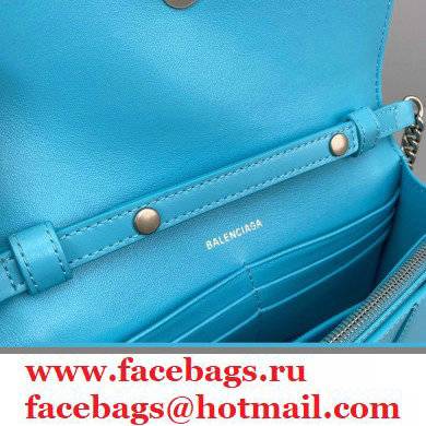 Balenciaga Cowhide B Metal buckle Chain bag in Blue Bb015