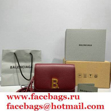 Balenciaga Cowhide B Metal buckle Flap bag in Red Bb001 2021