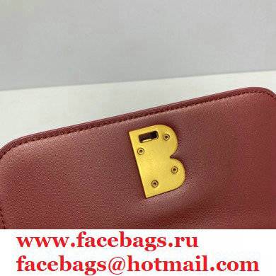 Balenciaga Cowhide B Metal buckle Flap bag in Red Bb001 2021