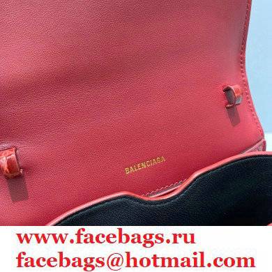 Balenciaga Cowhide B Metal buckle Flap bag in Red Bb001 2021