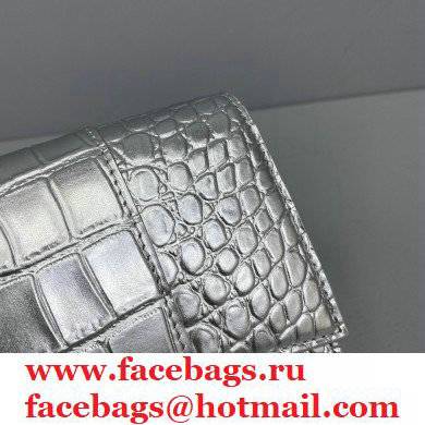 Balenciaga Cowhide Crocodile embossed Chain bag in Silver Bb019