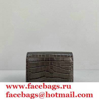 Balenciaga Cowhide Crocodile embossed Flap bag in Gray Bb008 2021