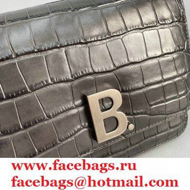 Balenciaga Cowhide Crocodile embossed Flap bag in Gray Bb008 2021