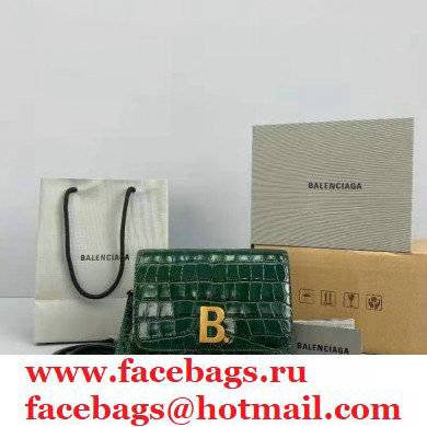 Balenciaga Cowhide Crocodile embossed Flap bag in Green Bb007 2021