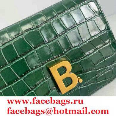 Balenciaga Cowhide Crocodile embossed Flap bag in Green Bb007 2021