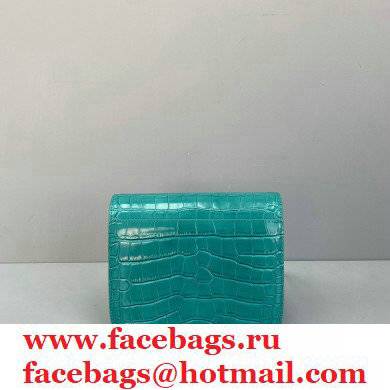 Balenciaga Cowhide Crocodile embossed Flap bag in Green Bb012