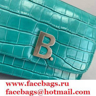 Balenciaga Cowhide Crocodile embossed Flap bag in Green Bb012