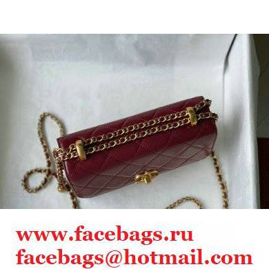 ChanelCowhide Metal buckle Chain bag in Red As26151 2021