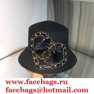 Chanel Hand-woven straw hat in Black Ch003 2021