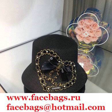 Chanel Hand-woven straw hat in Black Ch003 2021