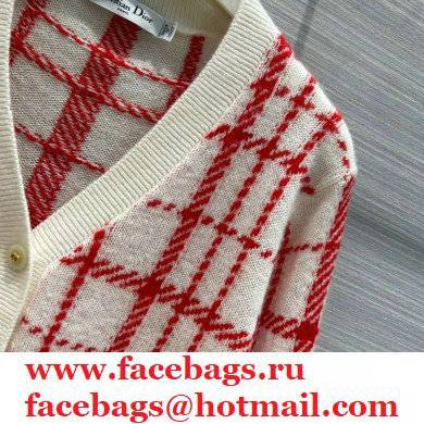 DIOR RED Check'N'Dior Pop CASHMERE CARDIGAN 2021