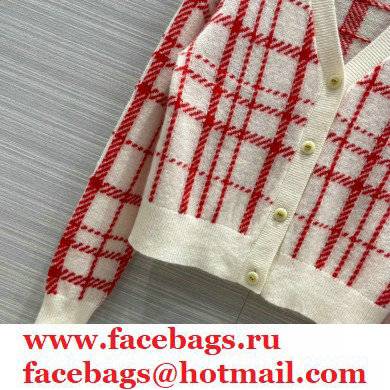 DIOR RED Check'N'Dior Pop CASHMERE CARDIGAN 2021