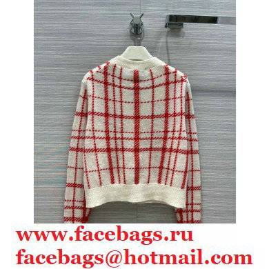 DIOR RED Check'N'Dior Pop CASHMERE CARDIGAN 2021