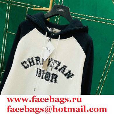 DIOR logo Print hooded sweatshirt WHITE/BLACK 2021