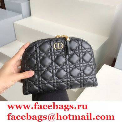 Dior Caro Beauty Pouch Bag in Cannage Lambskin Black 2021