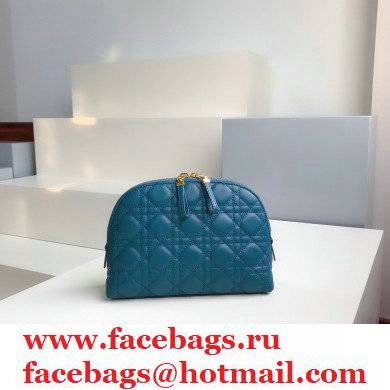 Dior Caro Beauty Pouch Bag in Cannage Lambskin Deep Ocean Blue 2021