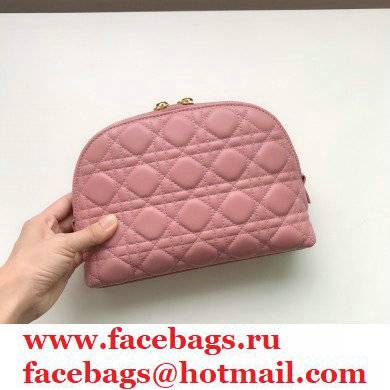 Dior Caro Beauty Pouch Bag in Cannage Lambskin Light Pink 2021