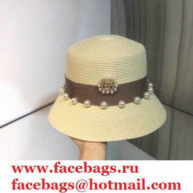 Gucci pearl Hand-woven straw hat in Khaki Gh005 2021