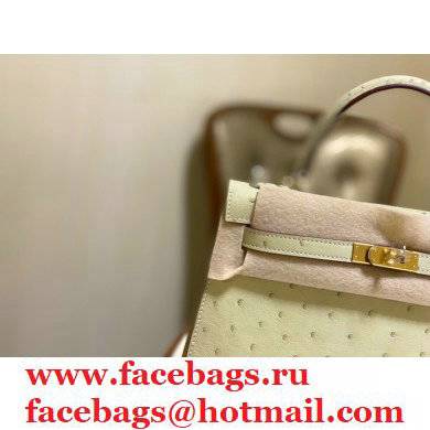 HERMES OSTRICH LEATHER KELLY 25 BAG creamy