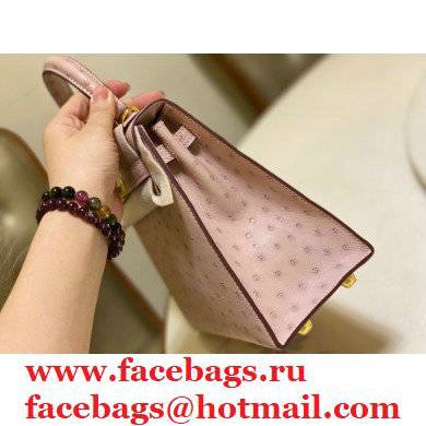 HERMES OSTRICH LEATHER KELLY 25 BAG light pink