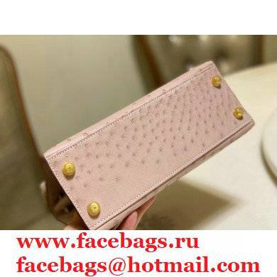 HERMES OSTRICH LEATHER KELLY 25 BAG light pink