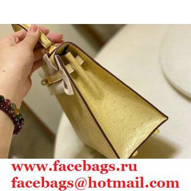 HERMES OSTRICH LEATHER KELLY 25 BAG light yellow