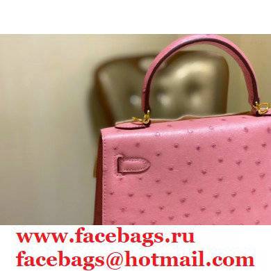 HERMES OSTRICH LEATHER KELLY 25 BAG pink