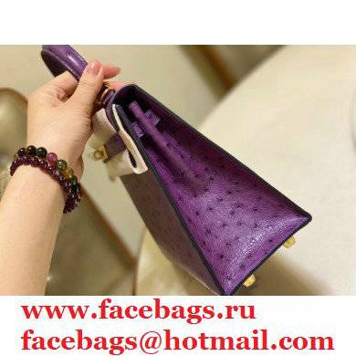 HERMES OSTRICH LEATHER KELLY 25 BAG purple