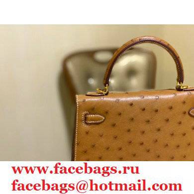 HERMES OSTRICH LEATHER KELLY 25 BAG tan