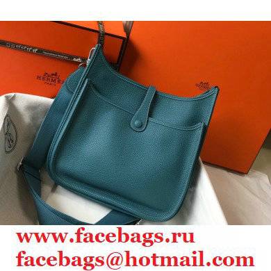 Hermes Togo Leather Evelyne III PM Bag denim blue