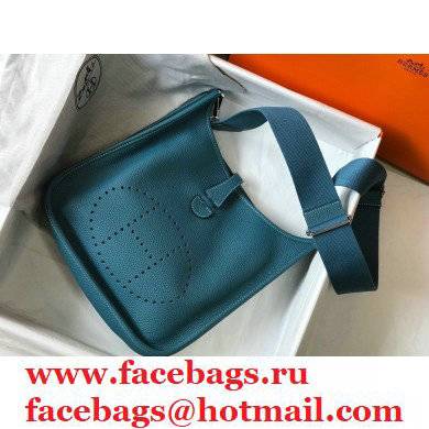 Hermes Togo Leather Evelyne III PM Bag denim blue