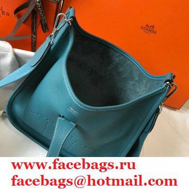 Hermes Togo Leather Evelyne III PM Bag denim blue