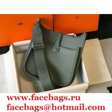 Hermes Togo Leather Evelyne III PM Bag gray-green