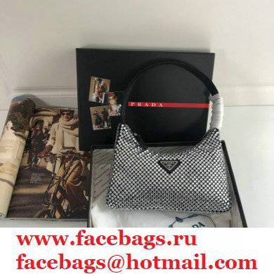 Prada Sequins Re-Edition 2000 Nylon Mini Hobo Bag 1NE515 Black 2021